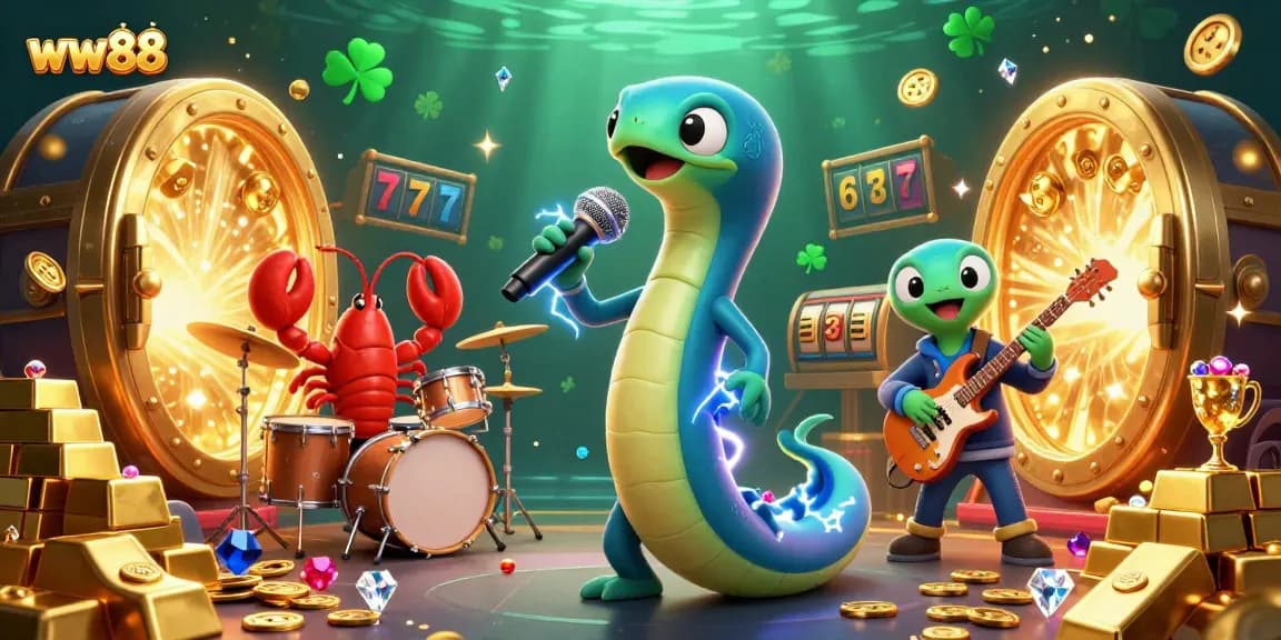 Engage in exciting underwater gambling at ww88 with vibrant characters in a dynamic casino scene.