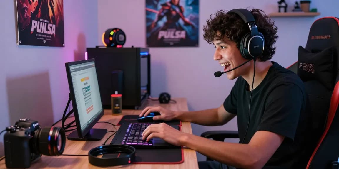 Engaging gaming setup featuring a player depositing pulsa 10k tanpa potongan in an exciting online gaming environment.