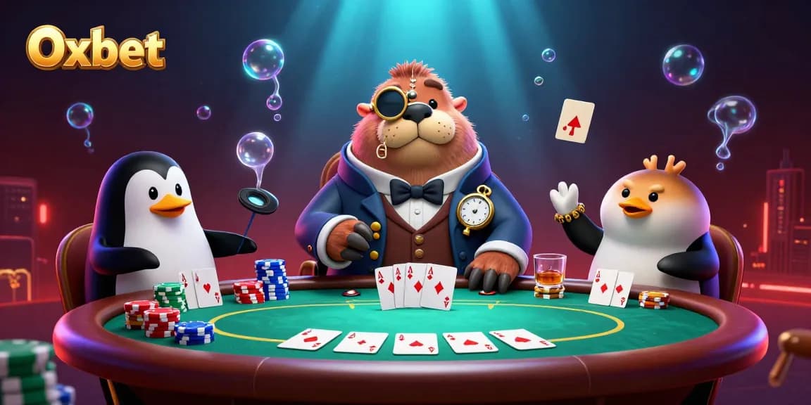Engage in thrilling poker action at Oxbet with a playful walrus, penguin dealer, and bluffing pufferfish.