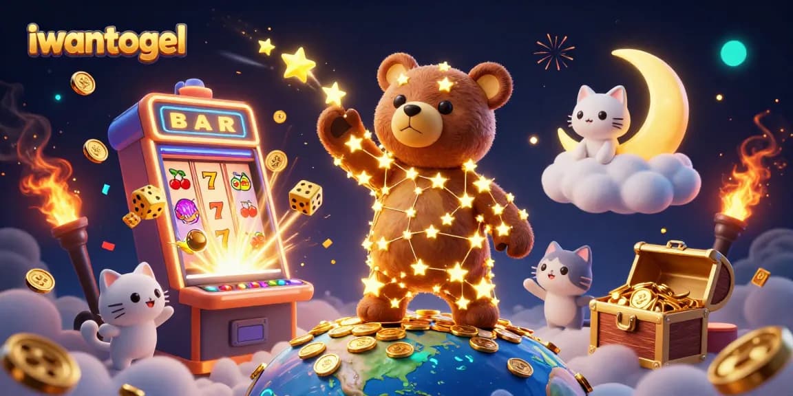 Spin the reels of iwantogel with vibrant 3D characters and dynamic gaming elements in a magical casino scene.