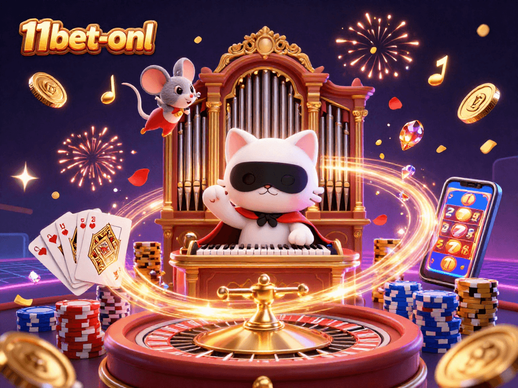 Join the excitement at 11bet-onl with a vibrant 3D casino illustration showcasing a thrilling atmosphere.