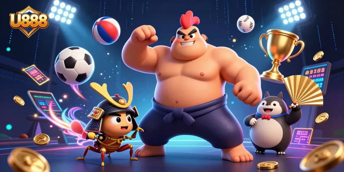 U888 engages players with dynamic sports-themed gambling action and vibrant casino elements.