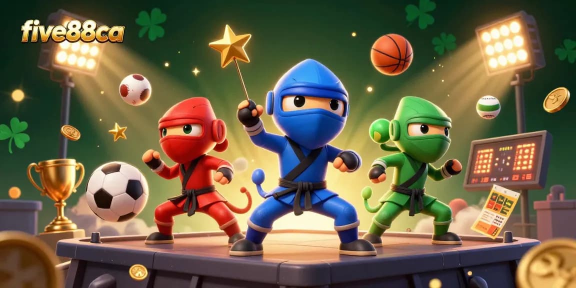 Experience the excitement of betting at five88ca with dynamic sports elements, colorful characters, and rich visuals.