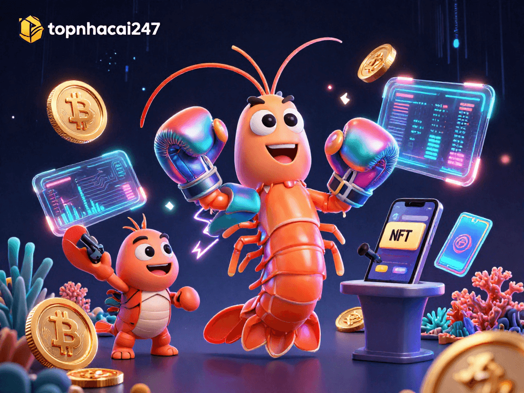 Engage in thrilling wins with topnhacai247 while enjoying a colorful illustrated crypto casino game.
