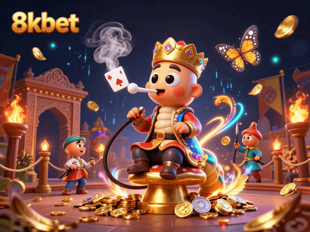 Experience winning strategies at 8kbet with vibrant casino-themed 3D illustration.