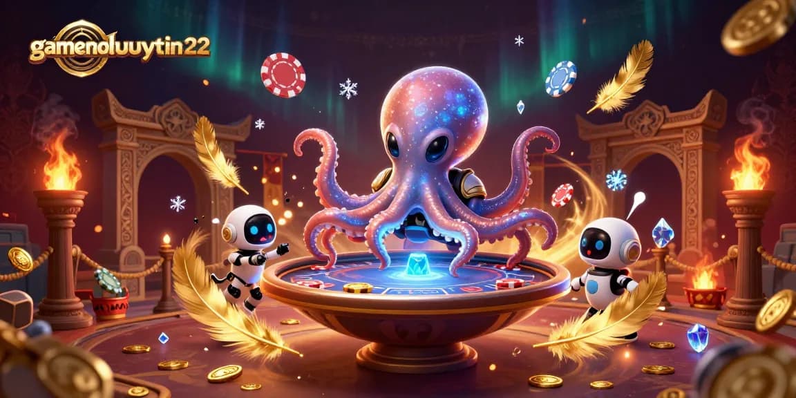 Engage in thrilling Pai Gow with gamenohuuytin22 as a playful alien octopus orchestrates an exciting game.