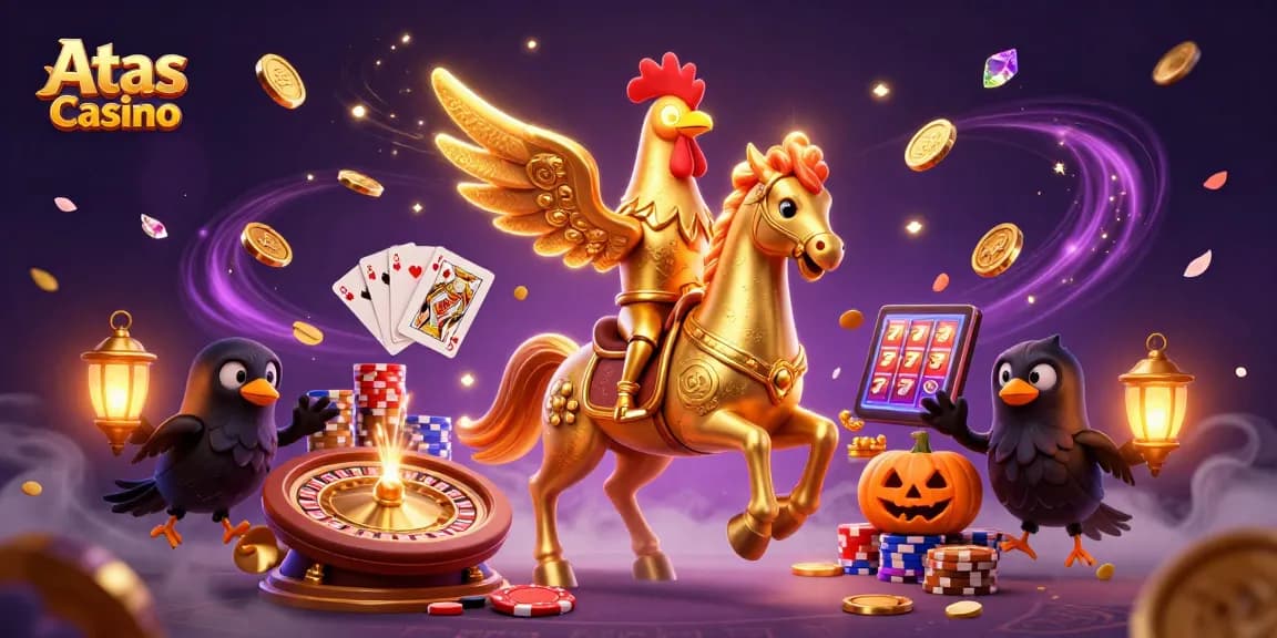 Experience the excitement of Atas Casino with lively casino characters and vibrant gaming elements.