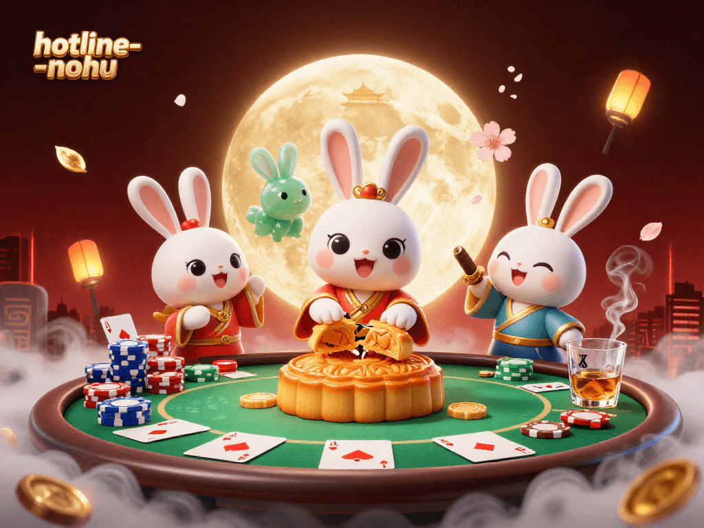 Experience thrilling gameplay with hotline-nohu as the moon rabbit reveals poker chips inside mooncakes.