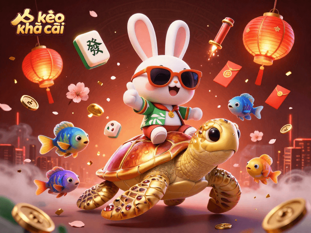 Place your bets with kèo nhà cái in this vibrant 3D casino scene featuring lucky characters.