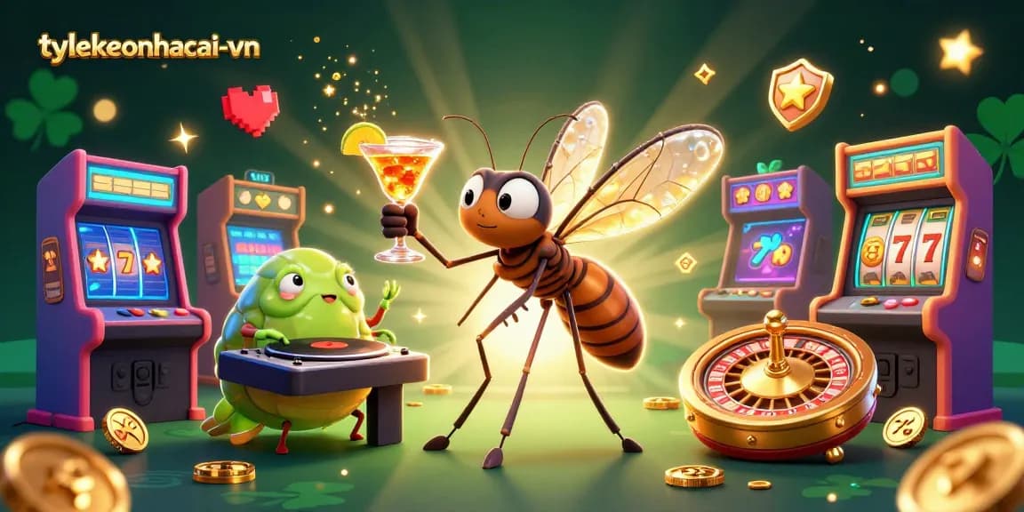 Experience gaming excitement with tylekeonhacai-vn featuring a vibrant 3D casino illustration.