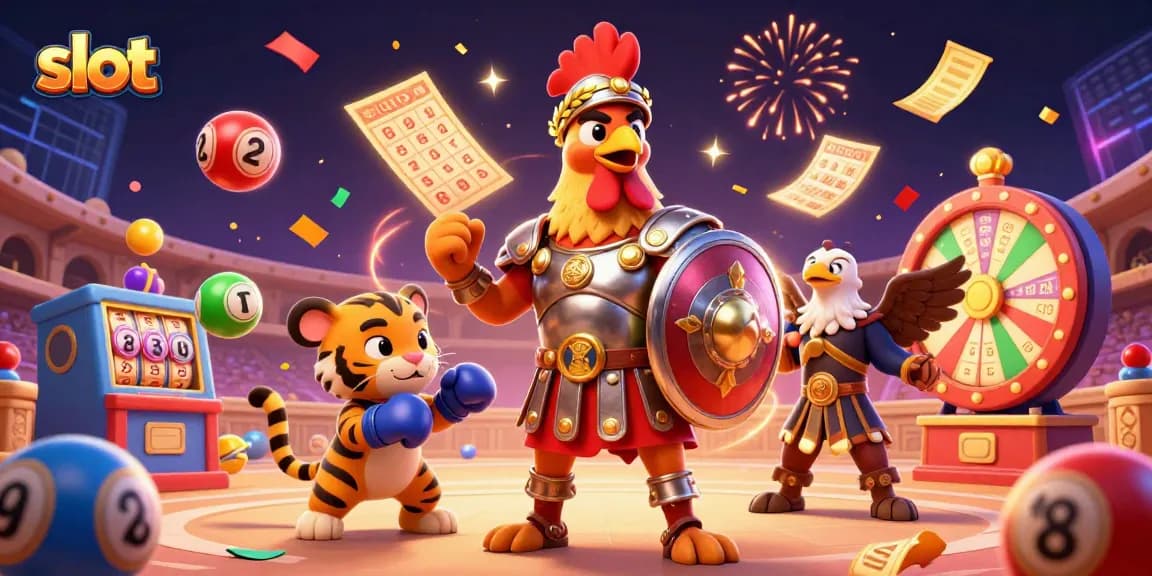 Engage with exciting slot activities featuring colorful elements in a vibrant illustration.
