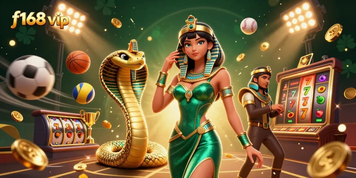 Experience the thrill of f168 vip casino with an enchanting scene of winning symbols and vibrant elements.