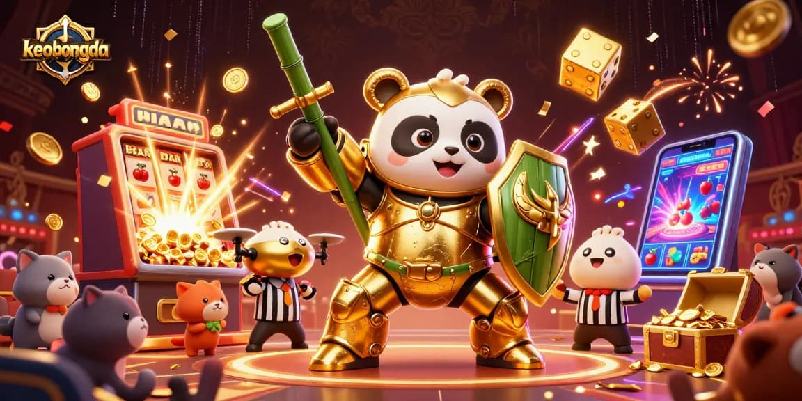 Experience thrilling sports betting excitement with keobongda's dynamic 3D casino illustration showcasing vibrant action and lively elements.
