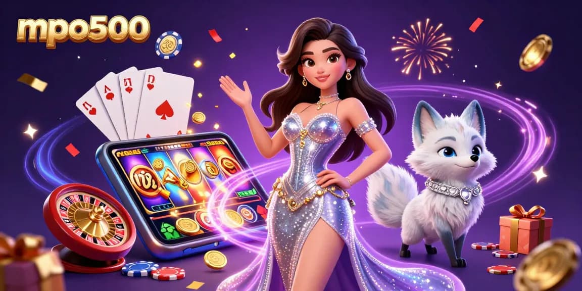Experience the thrill of mpo500 with a dazzling illustration of casino fun and excitement.