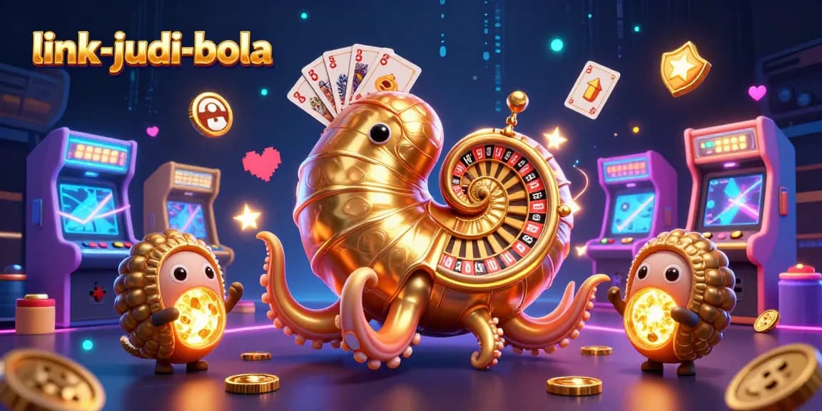 Engage with link-judi-bola's vibrant 3D casino scene showcasing sports betting and colorful arcade elements.
