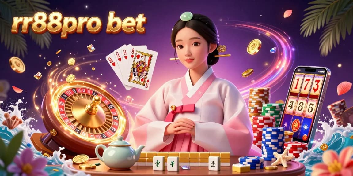 Engage with the thrilling rr88pro bet experience featuring stunning casino elements like golden coins, roulette, and poker.