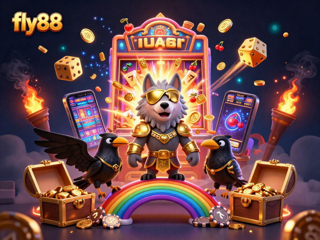 Experience the thrilling excitement of fly88 with an enchanting casino-themed 3D illustration.