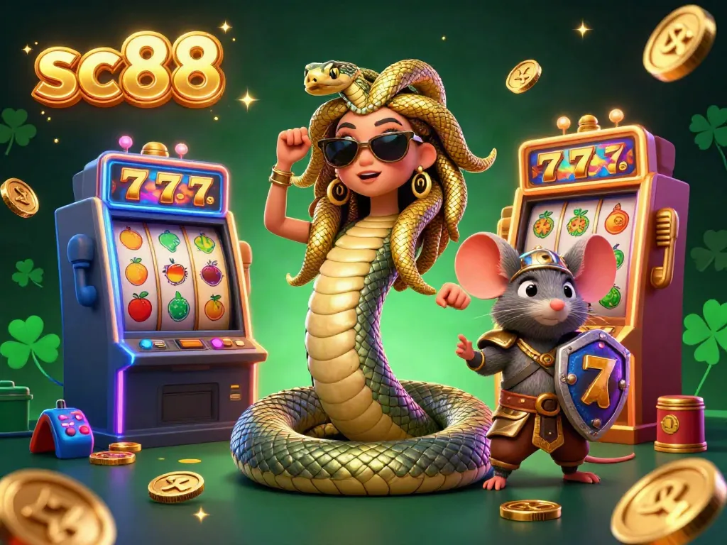 Experience thrilling gameplay with slot machines and characters in the vibrant sc88 casino scene.