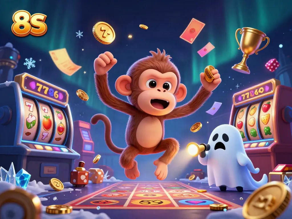 Experience thrilling slots action with 8S as mysterious characters engage in casino antics.