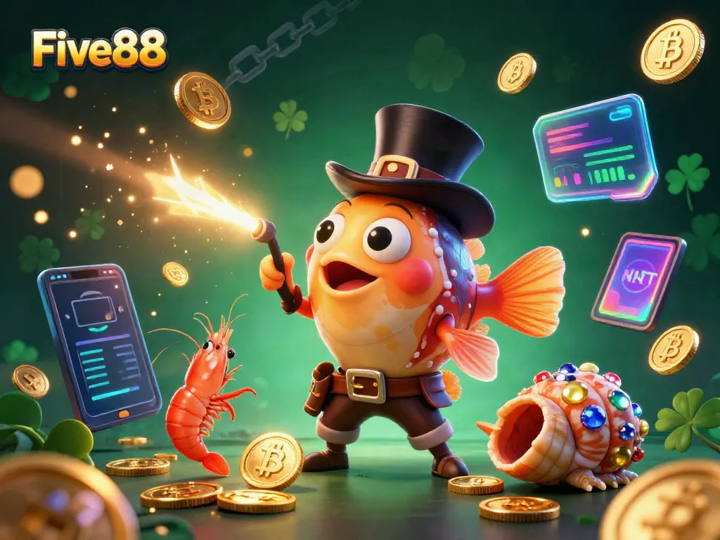 Engage in thrilling gameplay at Five88, designed with vivid characters and crypto elements illuminating the casino experience.