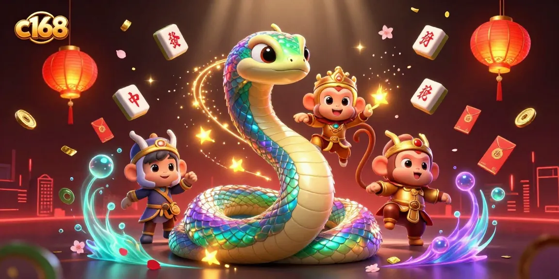 Engage in lively gameplay at c168's vibrant casino scene with shimmering characters and festive elements.