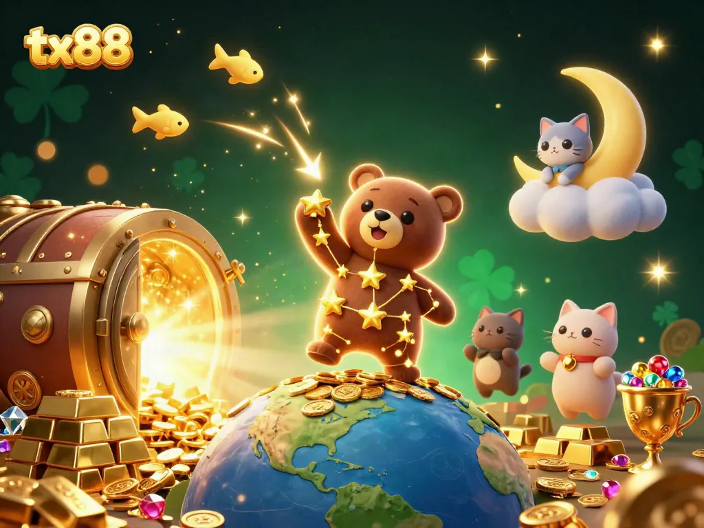 Experience thrilling wins with tx88 in this dazzling casino-themed 3D illustration.