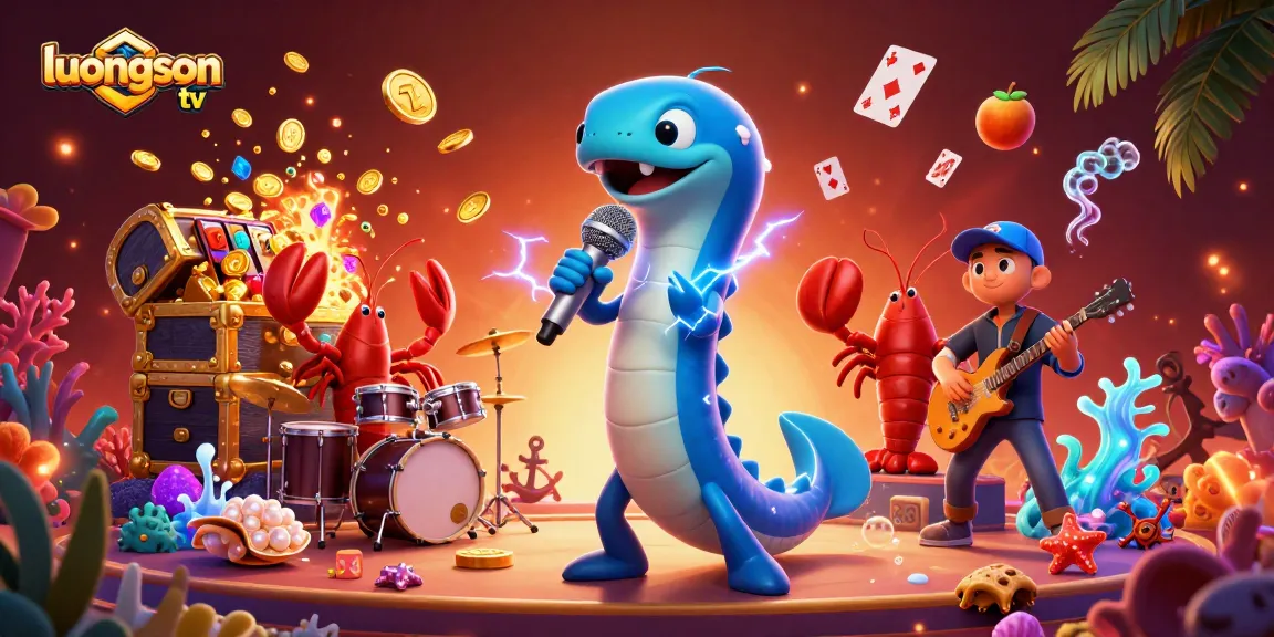 luongson tv showcases an electrifying underwater casino scene with vibrant characters celebrating gambling