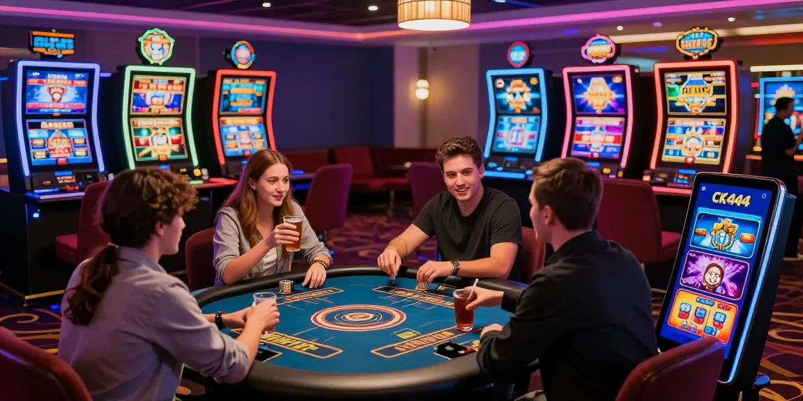 Exciting CK444 gaming scene with diverse players enjoying premium slots and live games in a vibrant atmosphere.