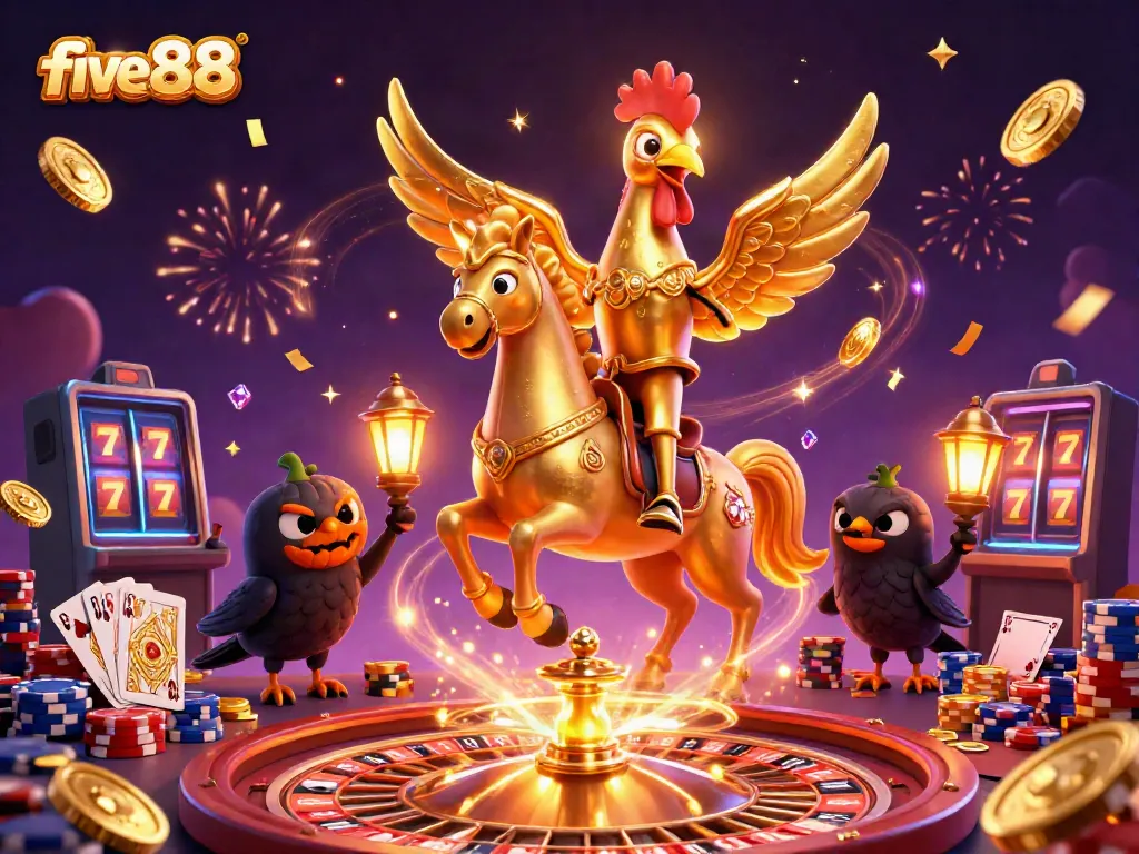 Experience thrilling gaming adventures at five88 with a vibrant casino scene filled with excitement and luxury.