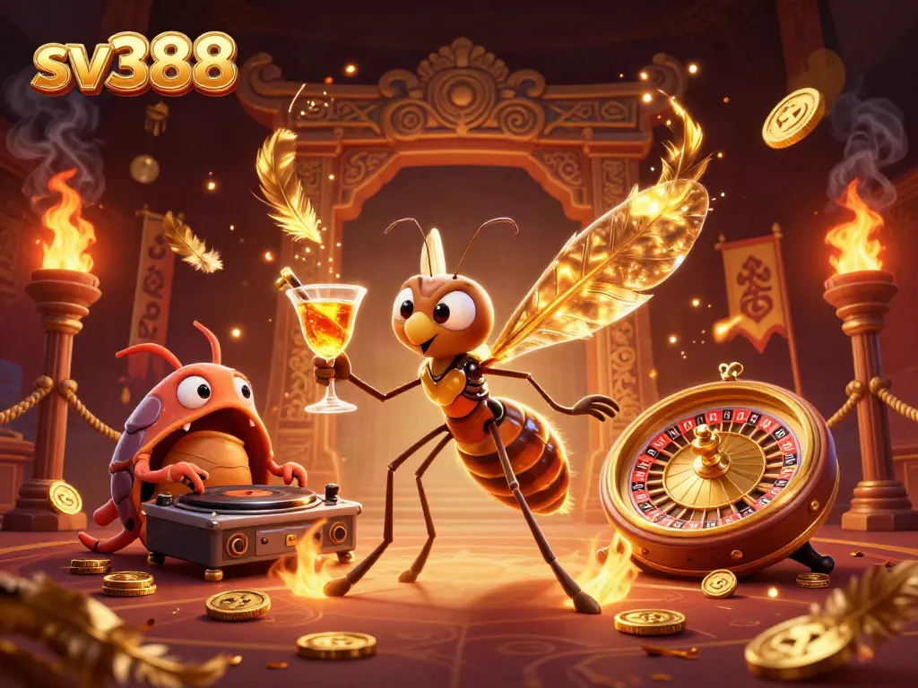 Engage in thrilling sv388 action with a vibrant 3D casino scene featuring unique characters and dynamic elements.