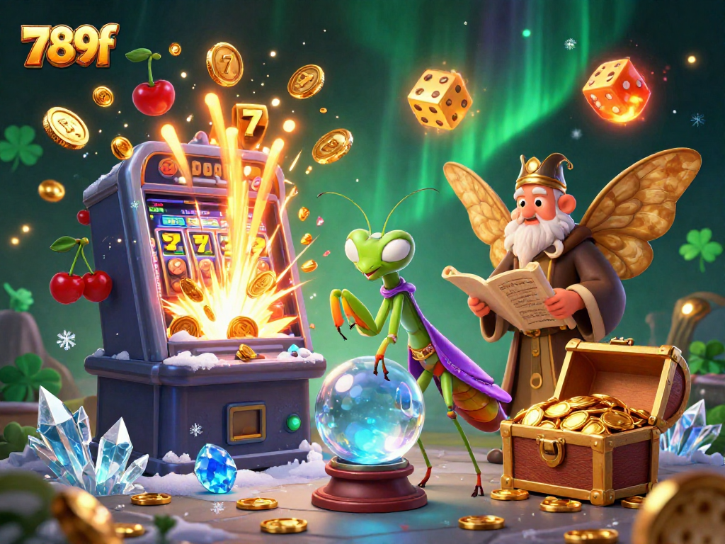 Win big with exciting slots and games at 789f in this vibrant casino illustration.