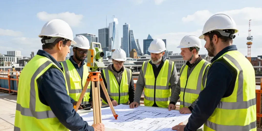 Measured Building Survey London with expert surveyors capturing data on urban site.