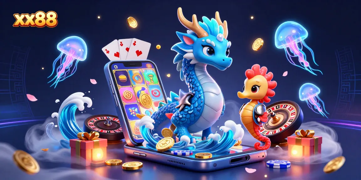 Engage in thrilling gameplay at xx88, featuring an action-packed casino scene with vibrant characters and elements.