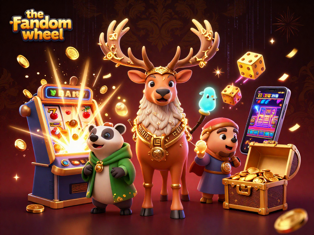 Experience the excitement of the-random-wheel with a jackpot slot machine surrounded by charming characters.