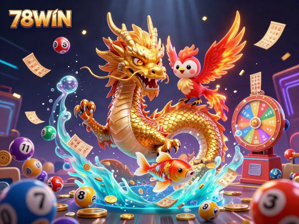 Experience the excitement of 78WIN with a thrilling illustration showcasing its vibrant casino elements.