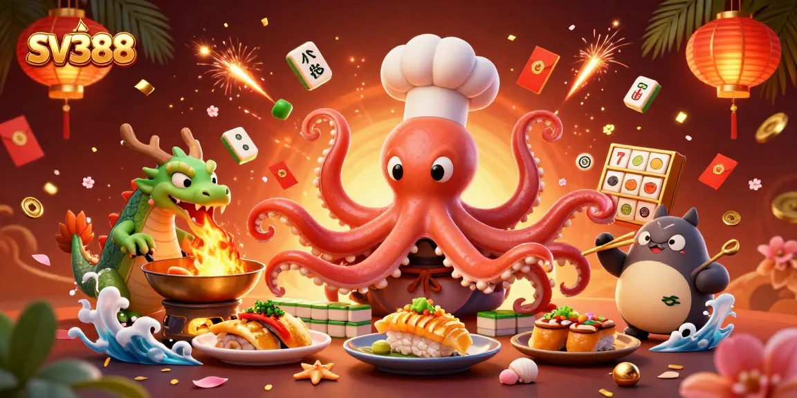 Engage with SV388 casino adventures, featuring colorful characters amidst thrilling slot games and iconic gambling elements.