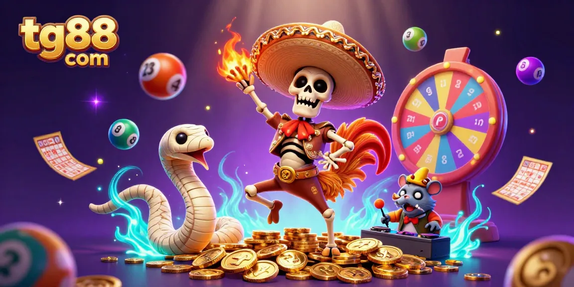 Experience winning excitement at tg88 com with a vibrant scene of casino characters celebrating amidst game elements.