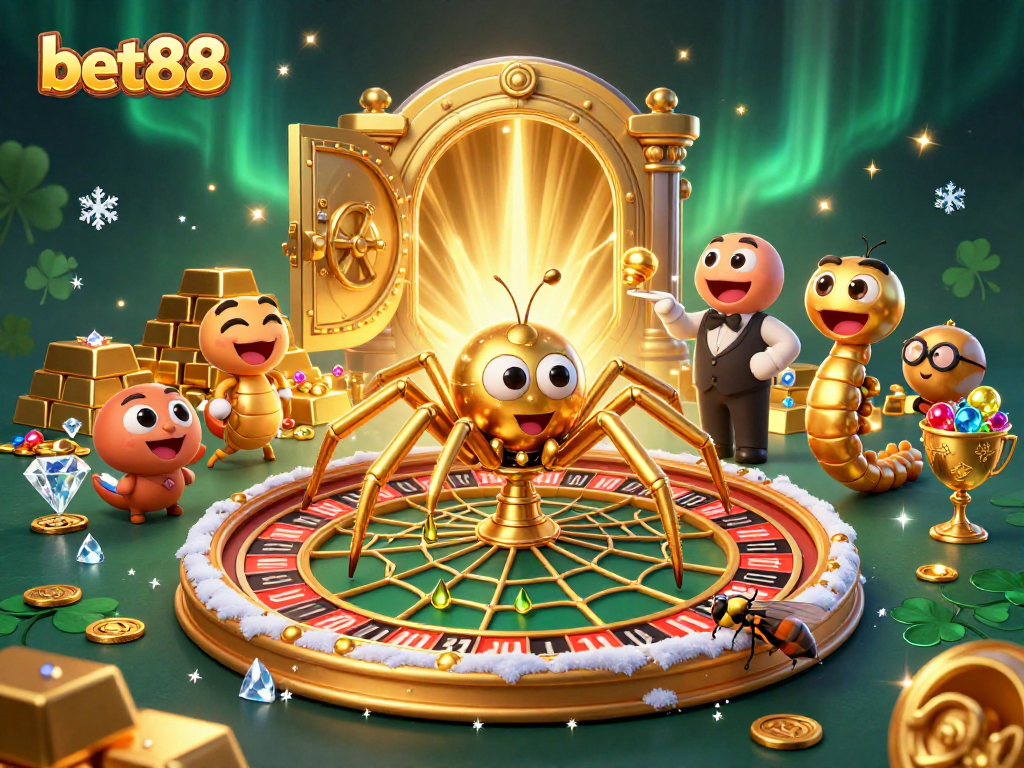 Experience betting excitement at bet88 with vibrant 3D illustrations of casino games.