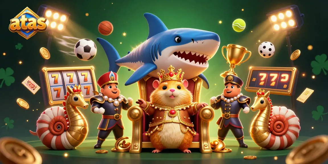 Experience the excitement of playing at atas with fierce gaming characters and dynamic casino elements.