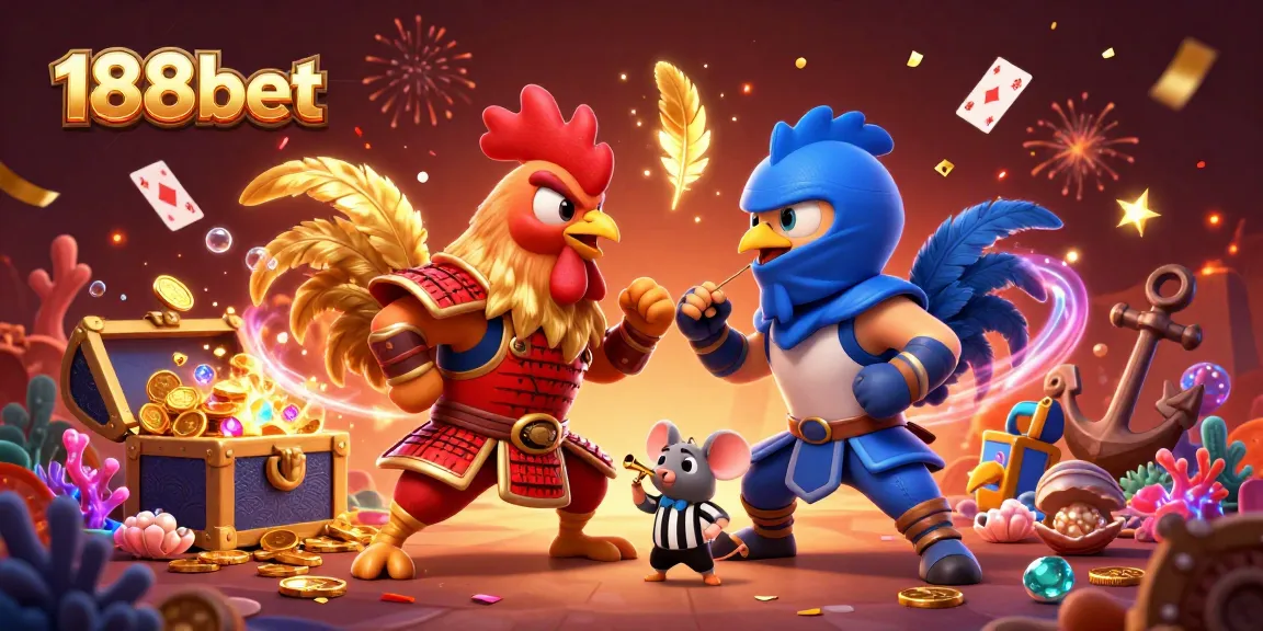 Engage in thrilling action with 188bet as roosters battle for glory in this vibrant, dynamic scene.