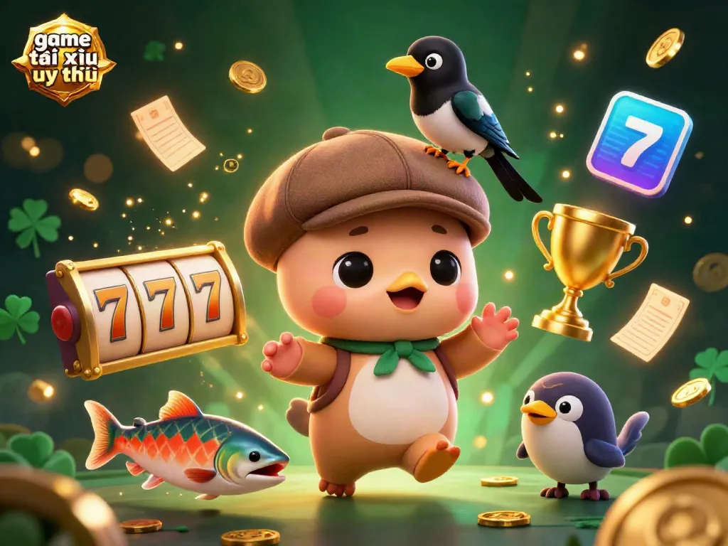 Engage in the game tài xỉu uy tín with a vibrant scene illustrating playful characters and exciting casino elements.