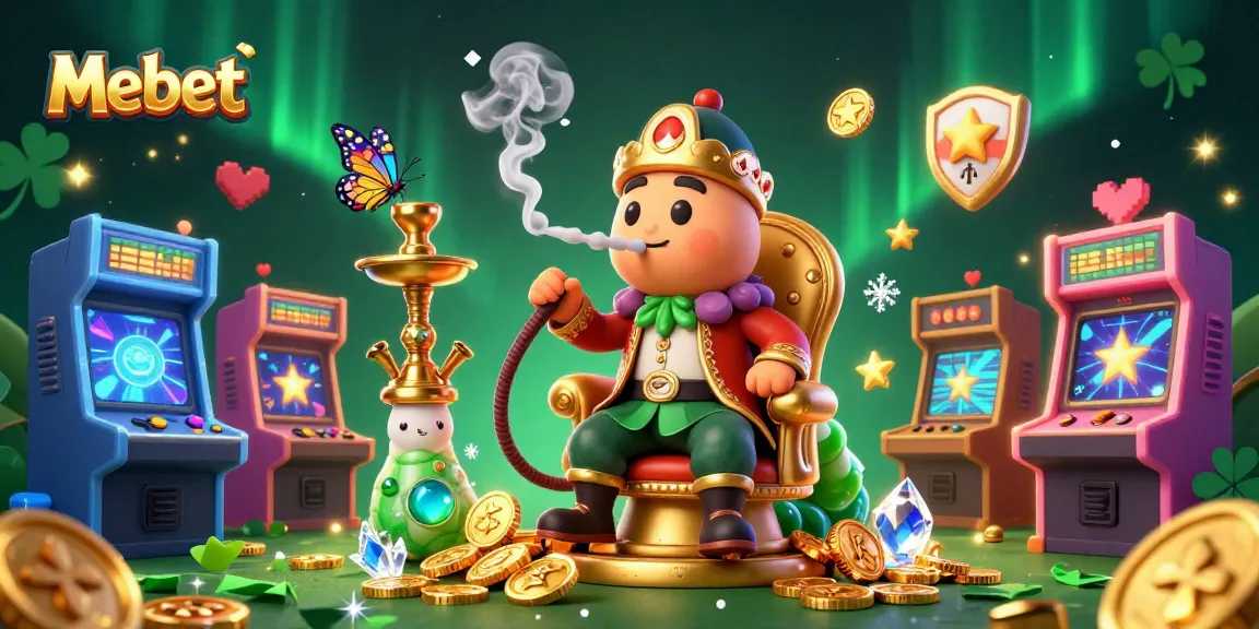 Mebet engages players with a vibrant 3D illustration highlighting a whimsical caterpillar gambling theme.