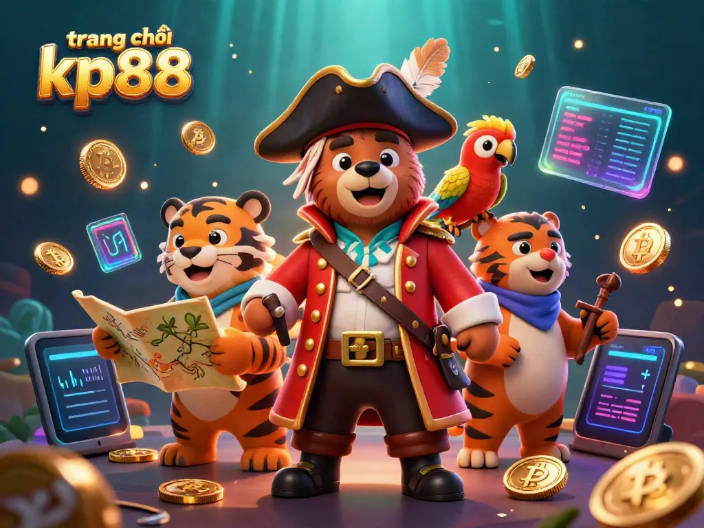 Engage in thrilling casino action with a dynamic scene from trang chủ kp88 featuring unique characters and crypto components.