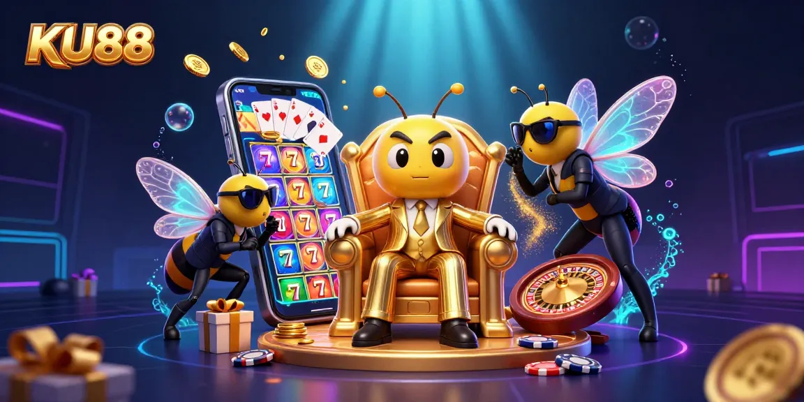 Experience the thrill of KU88 as the bumblebee mob boss rules in a vibrant casino setting.