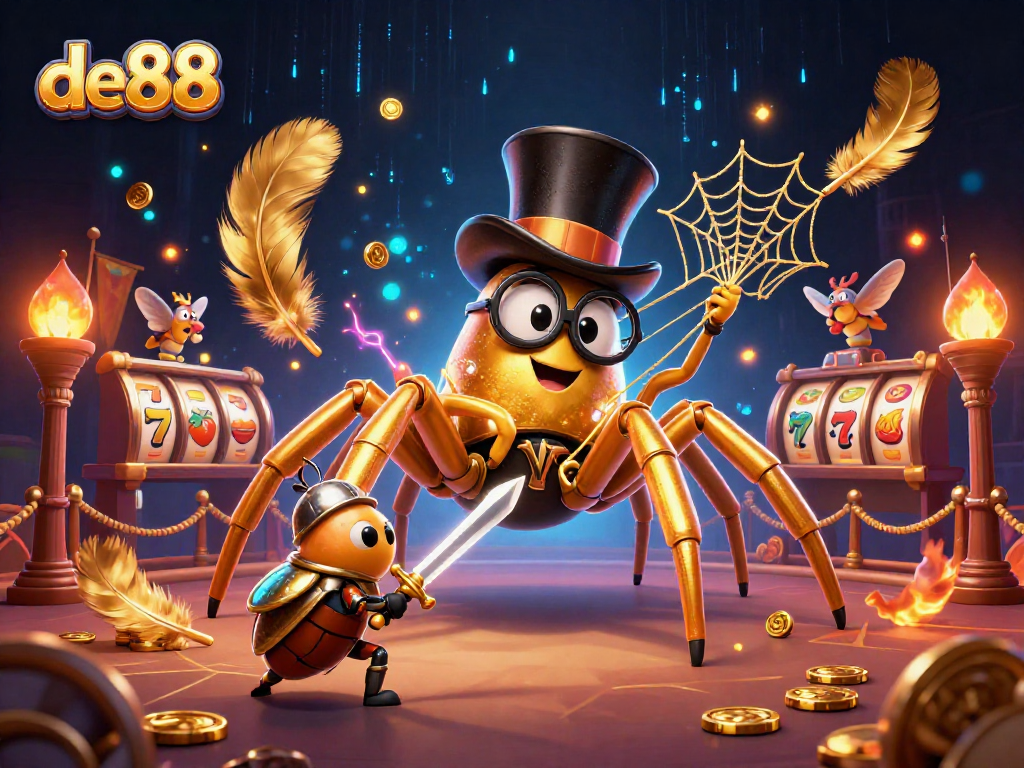 Experience thrilling gameplay at de88 with dynamic slots and enchanting characters in a vibrant casino scene.