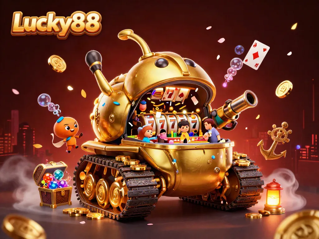 Experience thrilling slots and casino action at Lucky88 with vibrant games and golden treasures.