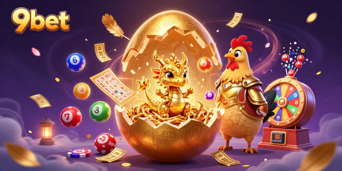 Experience thrilling wins with 9bet's exciting lottery games, featuring vibrant elements and golden surprises.