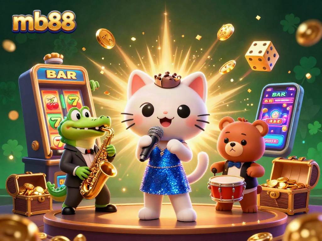 Engage with mb88's vibrant casino experience through a lively illustration of our jazzy characters.