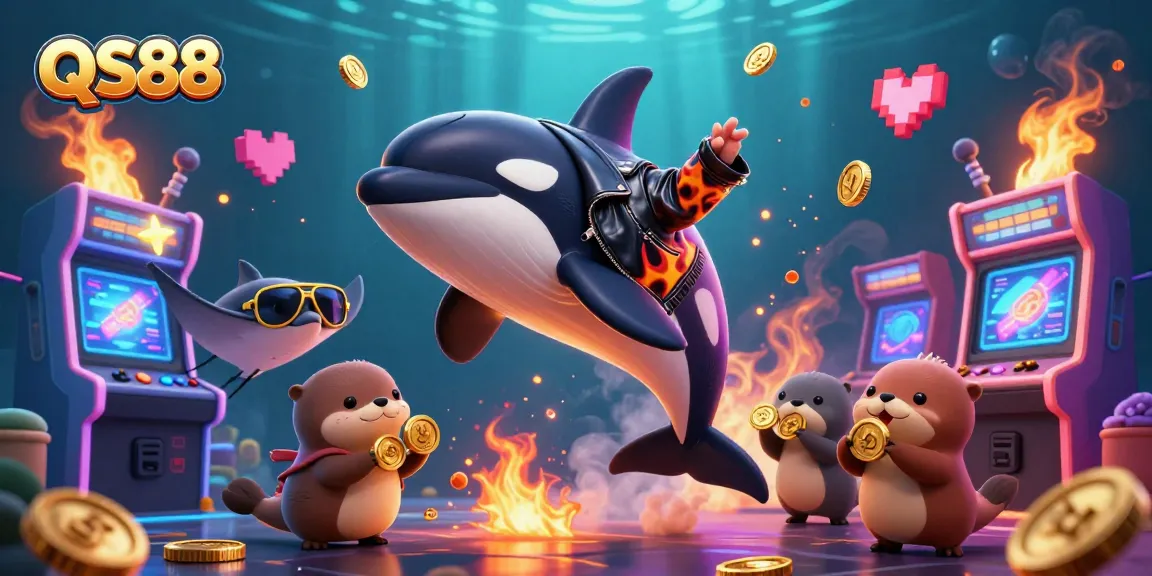 Experience QS88's vibrant 3D underwater casino scene with dynamic characters and gaming elements.