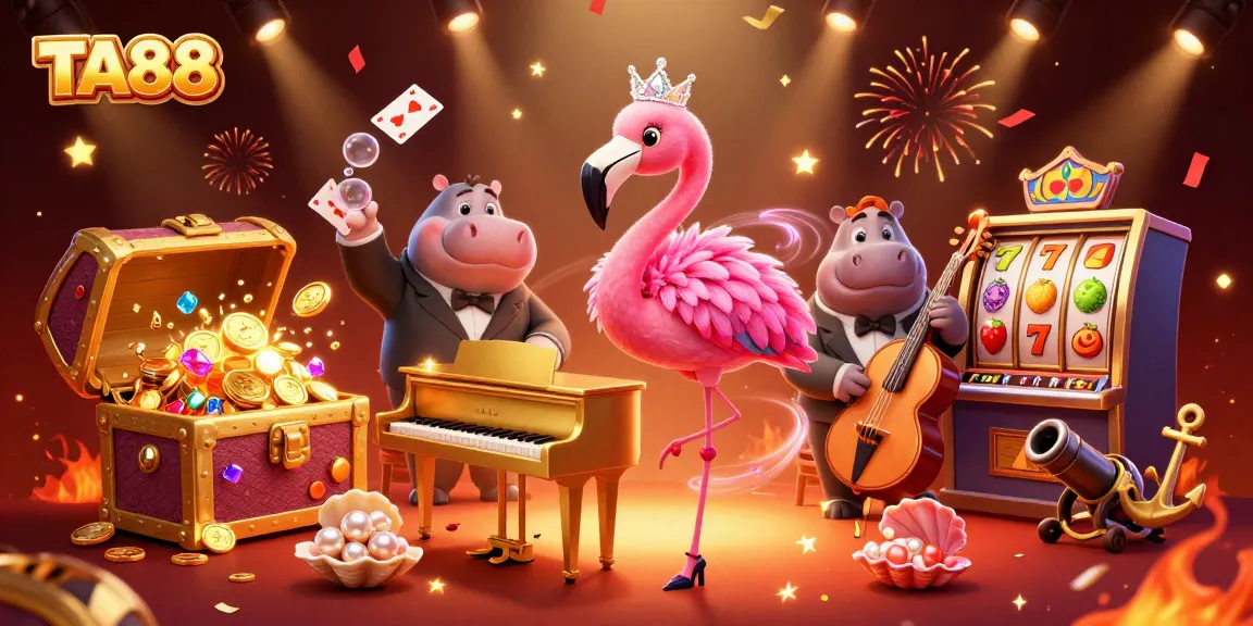 Experience the excitement of TA88 with vibrant characters and dazzling casino elements in 3D art.
